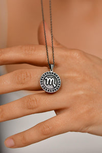 925 Sterling Silver Scorpio Zodiac Wheel Unisex Necklace 45-55cm