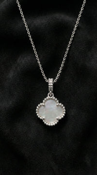 Collier trèfle en nacre blanche et rhodium | Argent 925