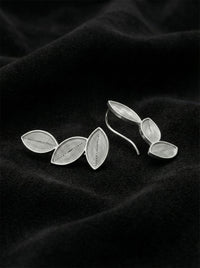 925 Sterling Silver Handmade Filigree Leaf Motif Horizontal Ivy Earrings