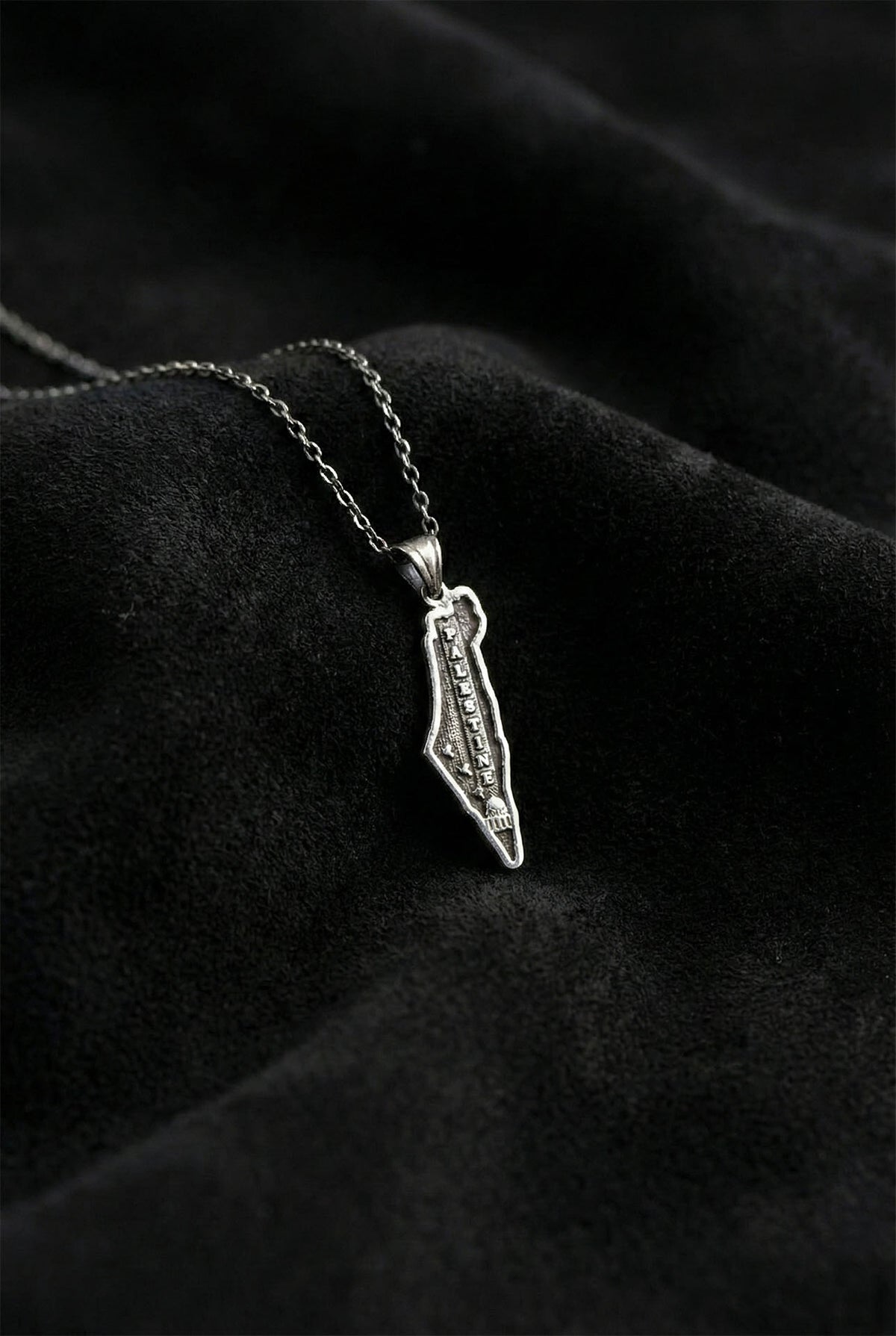 Palestine Map Freedom Pendant Unisex Necklace in 925 sterling silver