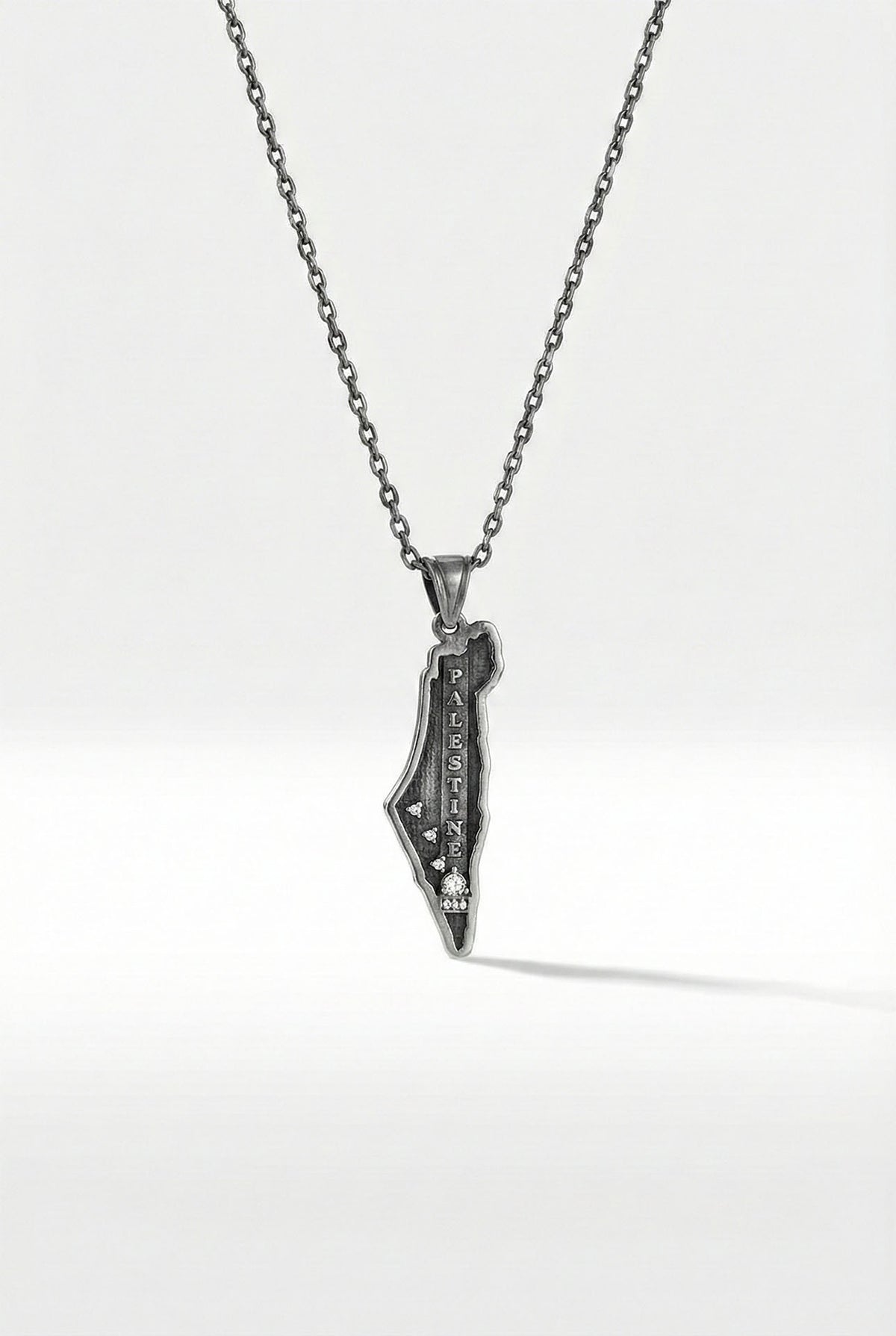 Palestine Map Freedom Pendant Unisex Necklace in 925 sterling silver - view 4
