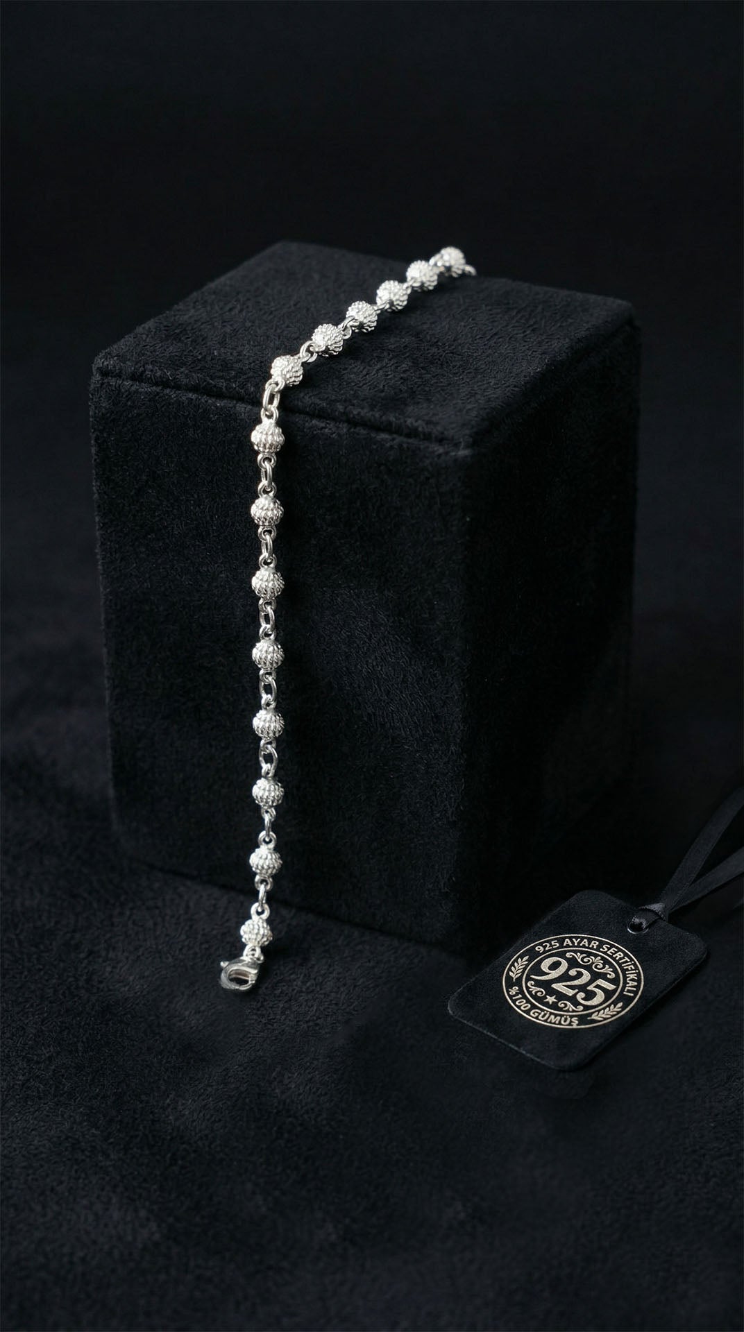 Mesh Filigree Bead Chain Bracelet (9x4mm) in 925 sterling silver