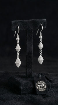 925 Sterling Silver Traditional Cage Filigree Handcrafted Bead Chain Silver Double Dangle Earrings - Large