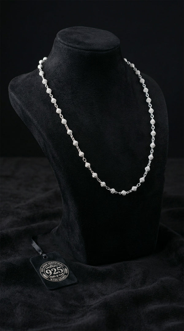 925 Sterling Silver Traditional Cage Filigree Handmade Ball Chain Necklace (10x5mm)