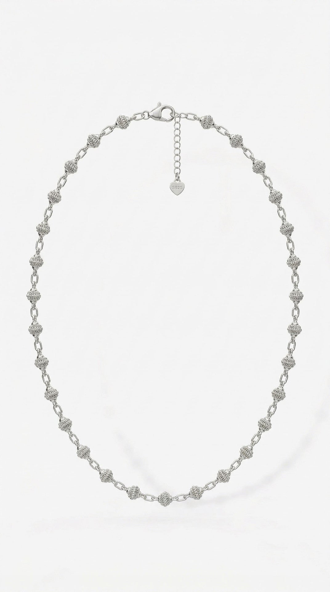 Traditional Cage Filigree Handmade Ball Chain Necklace Silver