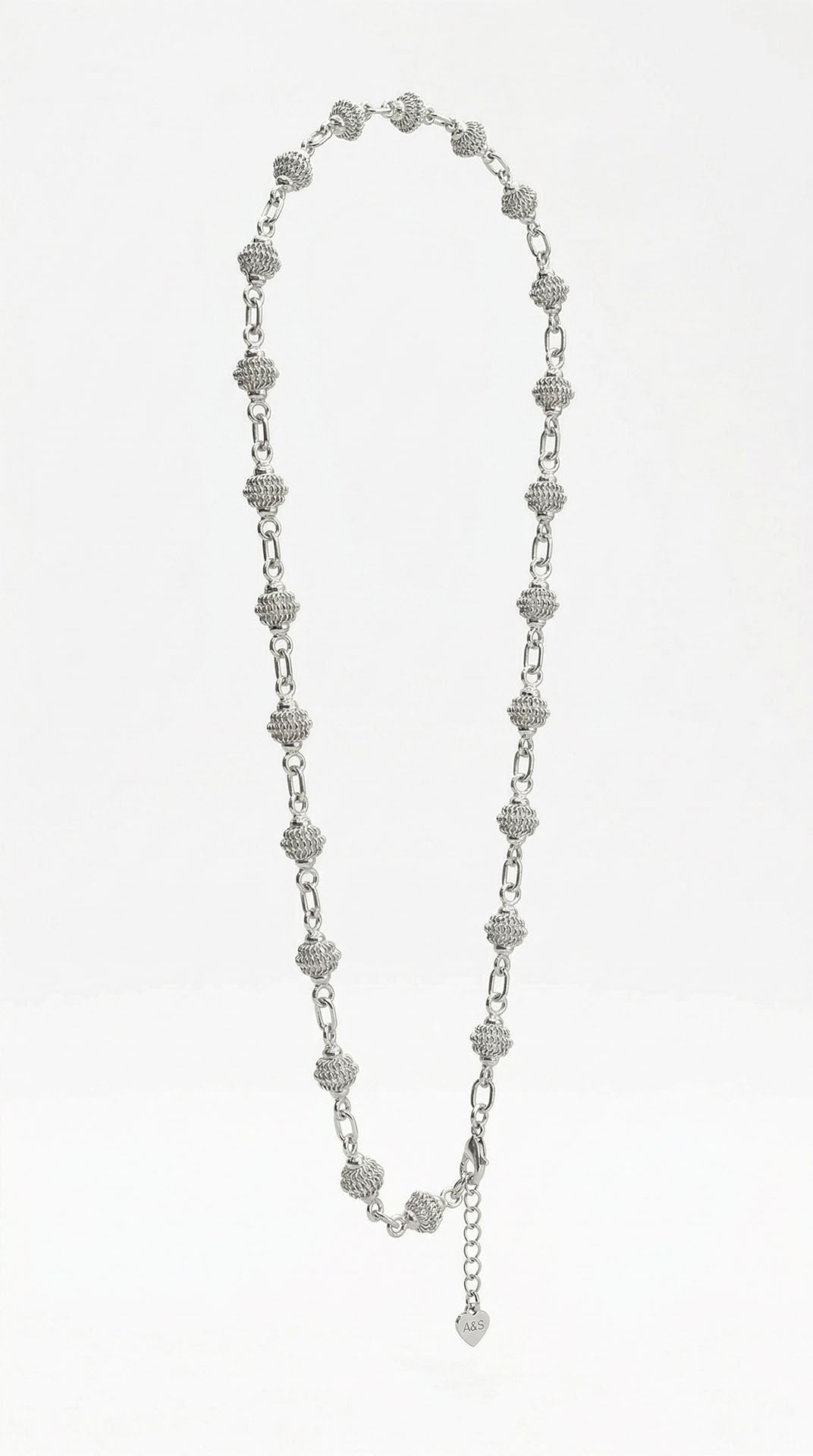 Traditional Cage Filigree Handmade Ball Chain Necklace Silver