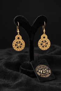 Gold Plated Filigree Mesopotamia Sun Earrings | 925 Silver