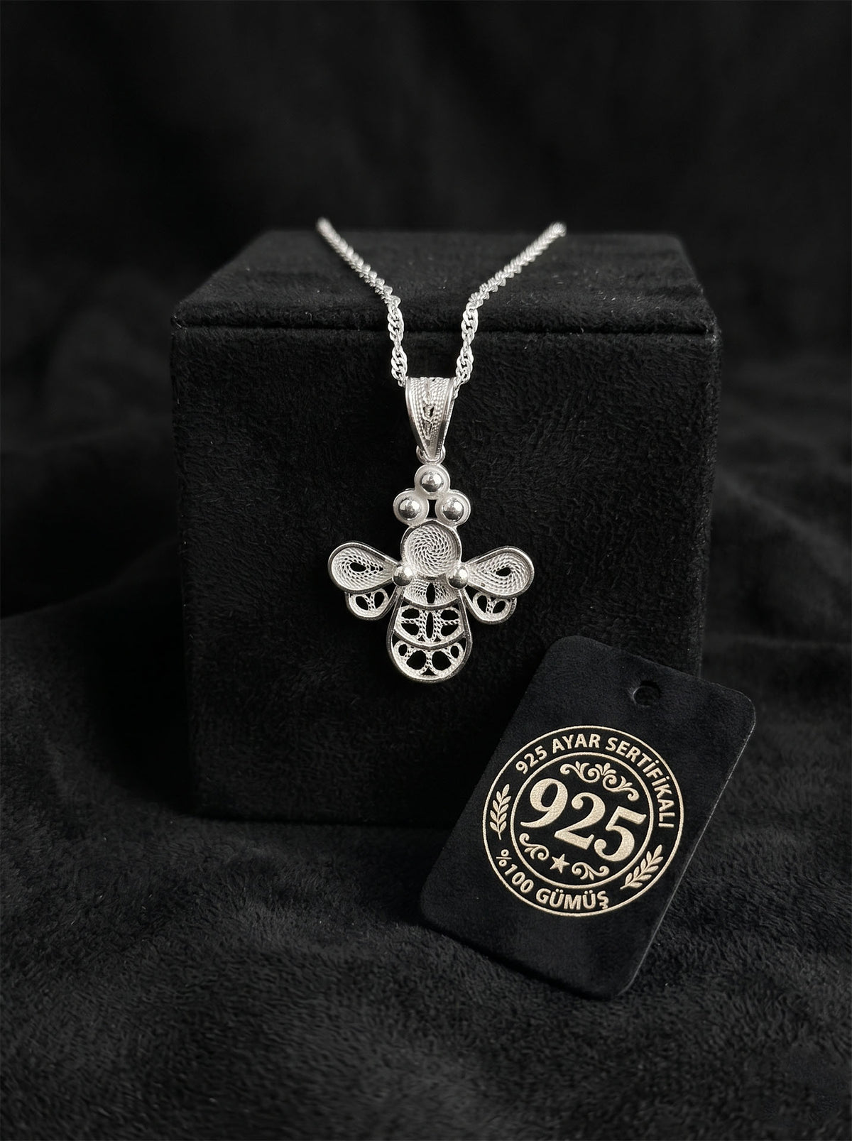 Handgefertigte Filigran-Bienenkette aus 925er Sterlingsilber