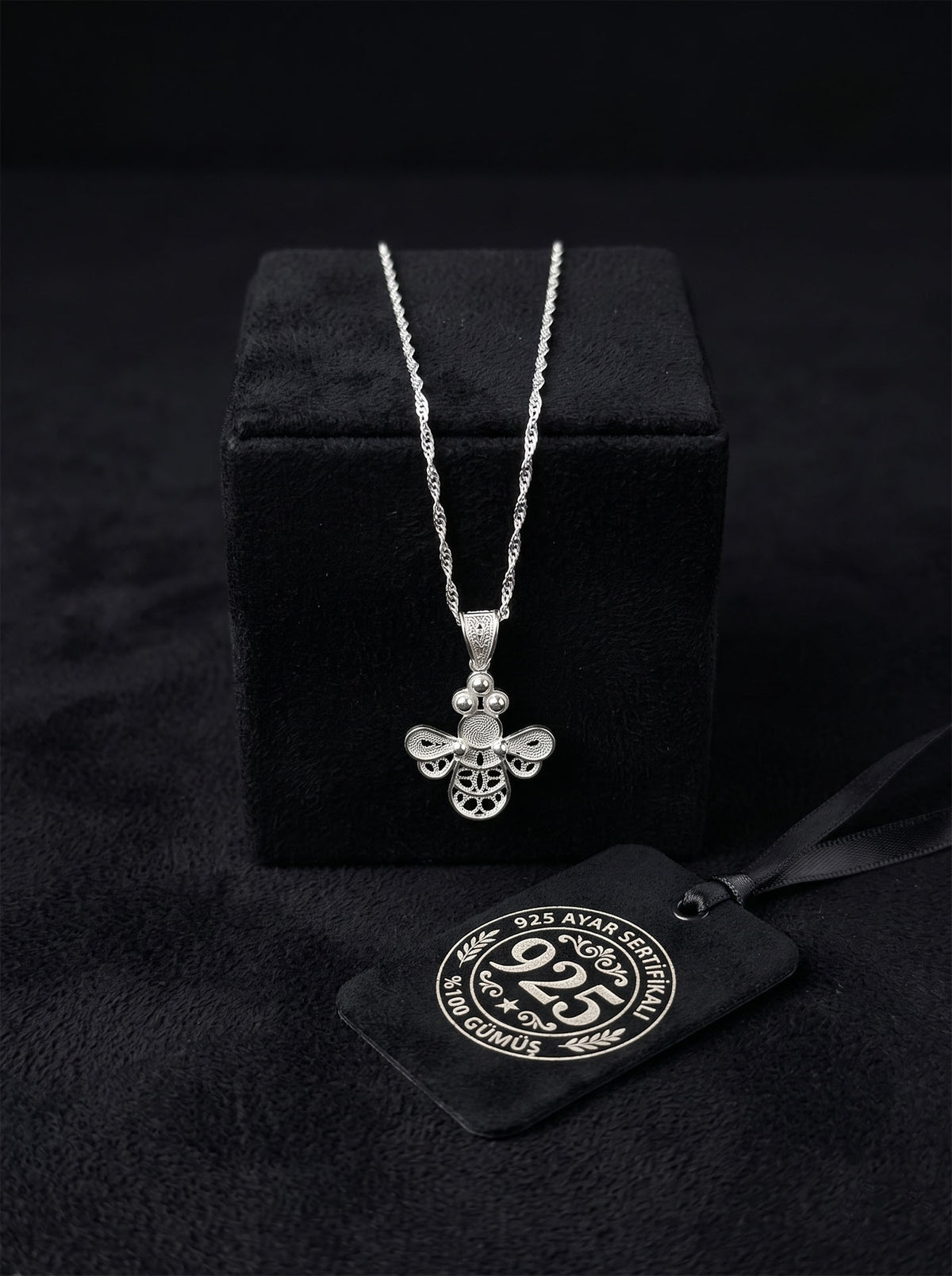 925 Sterling Silver Handcrafted Filigree Bee Necklace - view 3