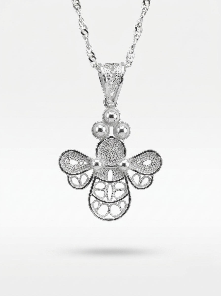 925 Sterling Silver Handcrafted Filigree Bee Necklace - view 4