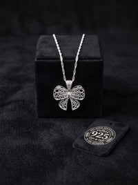 925 Sterling Silver Ribbon Filigree Necklace