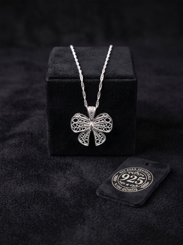 925 Sterling Silver Ribbon Filigree Necklace