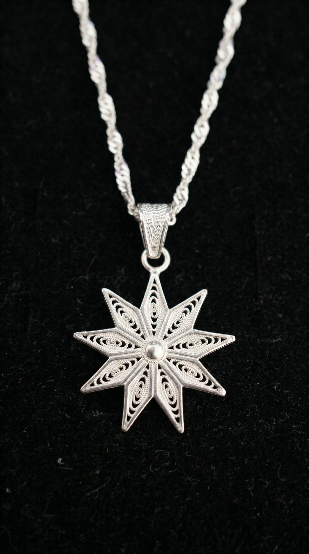Traditional Filigree Handmade North Star Necklace Silver