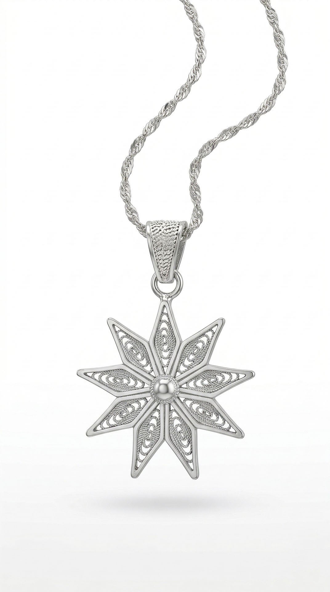 Traditional Filigree Handmade North Star Necklace Silver