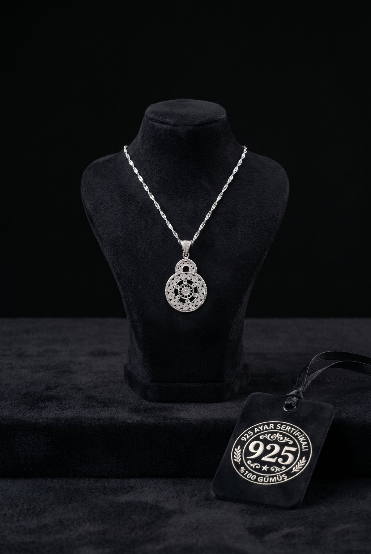 Filigree Mesopotamian Sun Pendant Necklace in 925 sterling silver