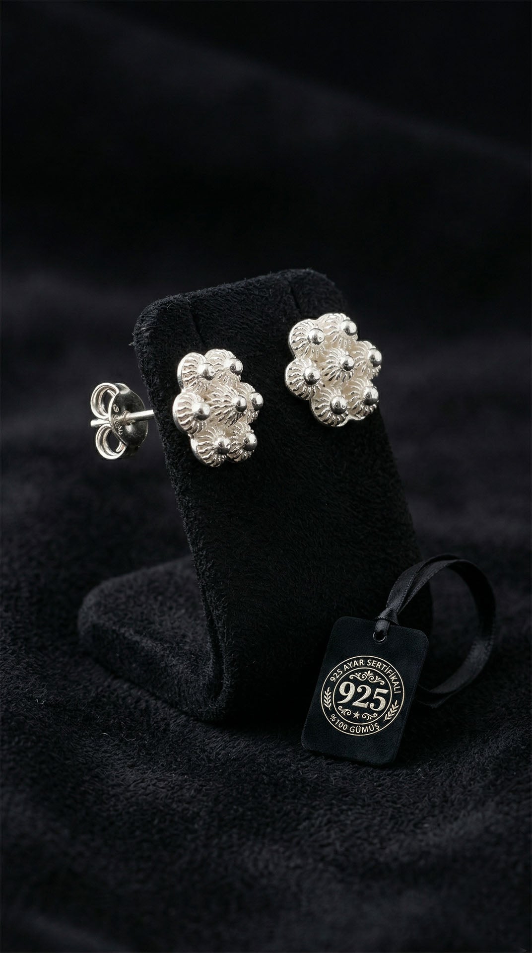 Traditional Filigree Handmade Midyat Heritage Flower Stud Earrings Silver – 8mm