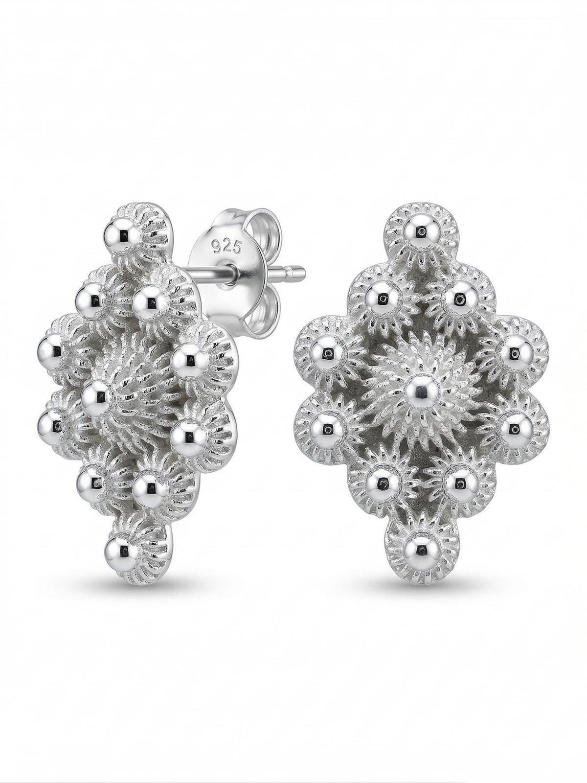 Filigree Midyat Heritage Marquise Stud Earrings in 925 sterling silver - view 3