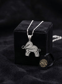 925 Sterling Silver Filigree Lucky Elephant Necklace