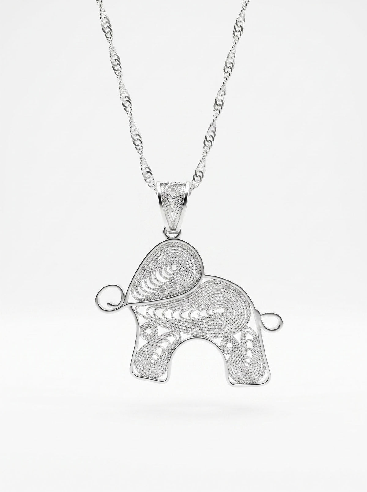 925 Sterling Silver Filigree Lucky Elephant Necklace - view 3