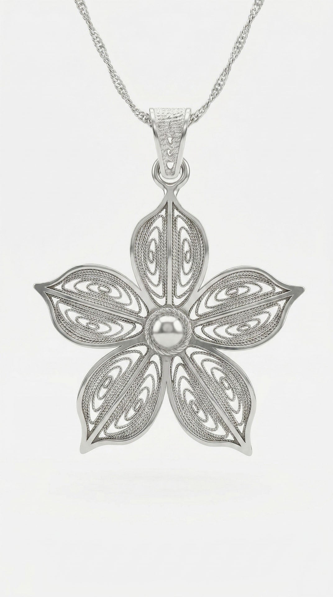 Traditional Filigree Handmade Jasmine Flower Necklace Silver