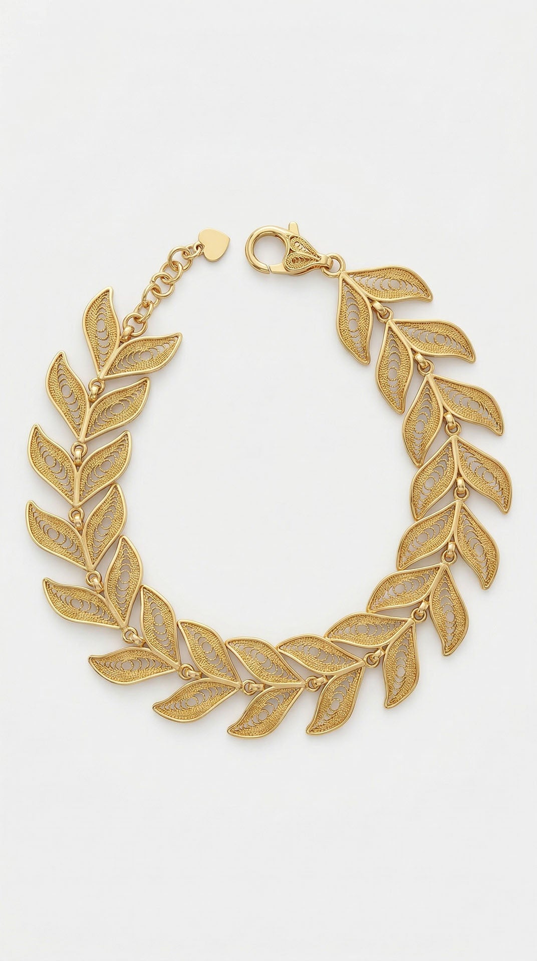 Traditional Filigree Handmade Herringbone Wave Bracelet Gold Plated Silver