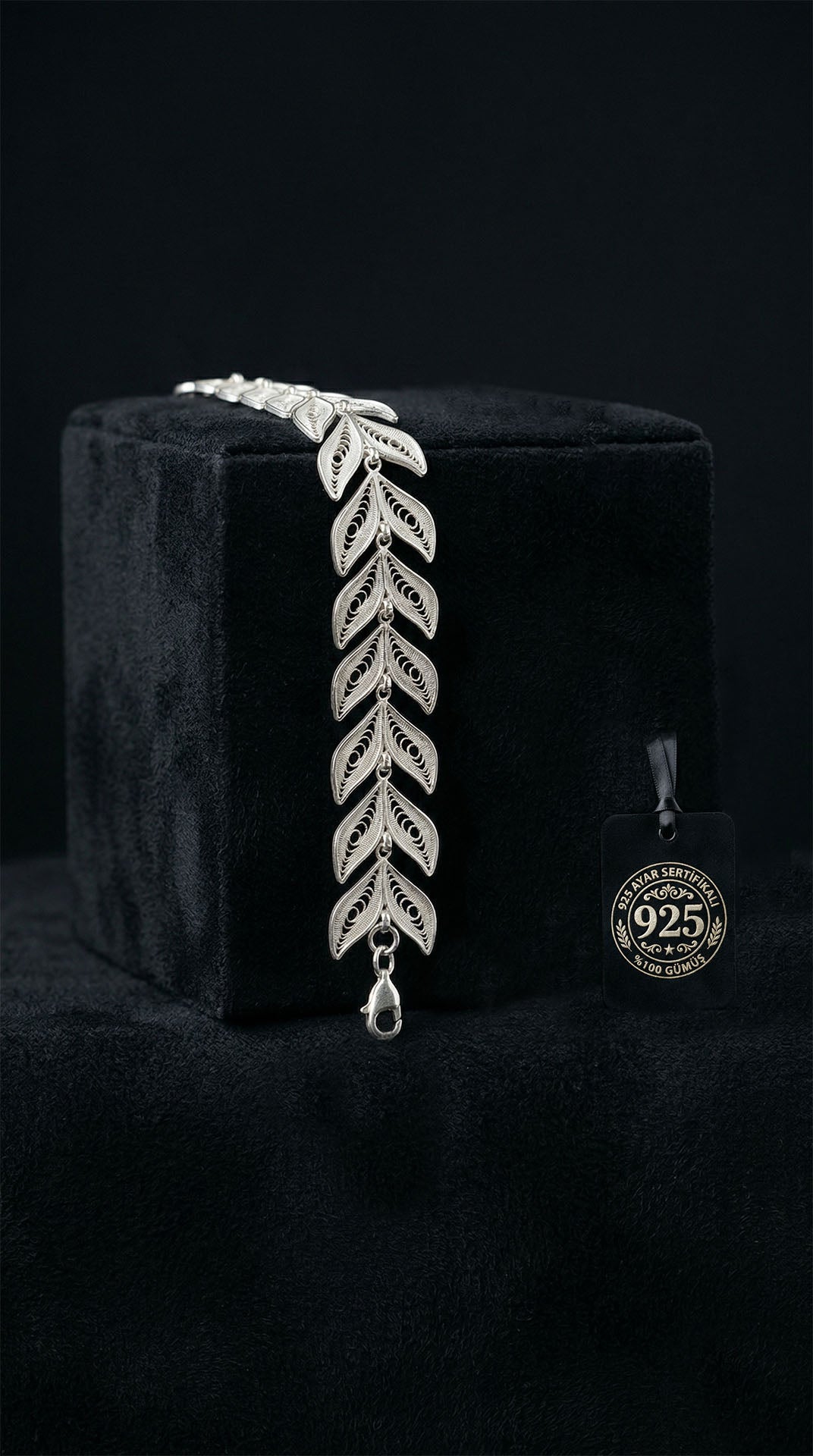 Herringbone Pattern Filigree Bracelet in 925 sterling silver