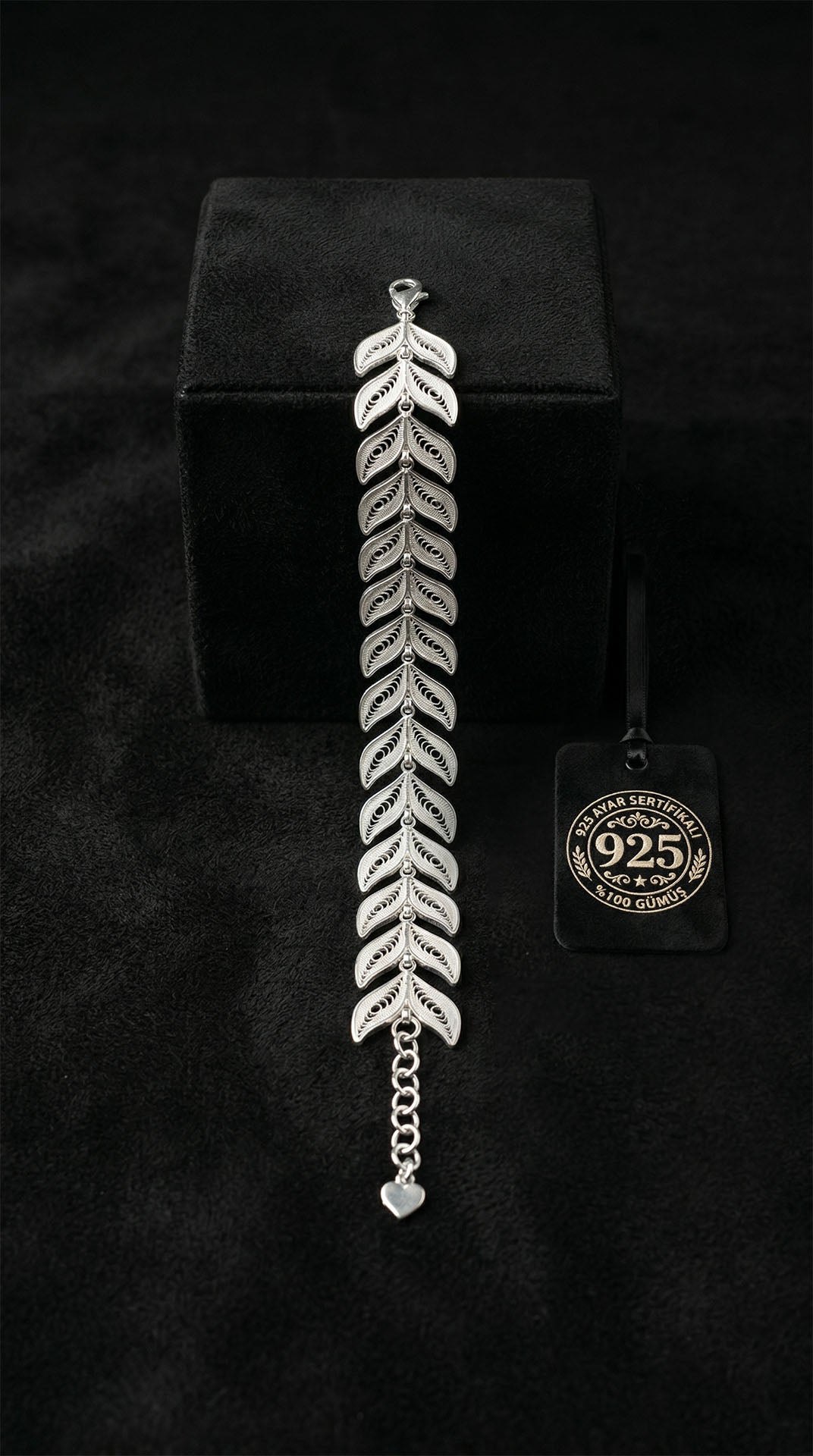 Traditional Filigree Handmade Herringbone Motif Wave Bracelet Silver