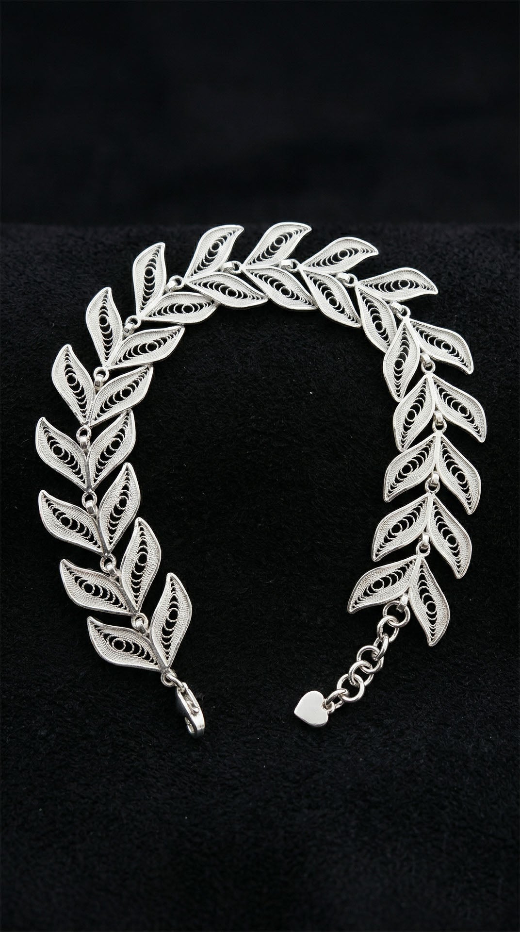 Traditional Filigree Handmade Herringbone Motif Wave Bracelet Silver