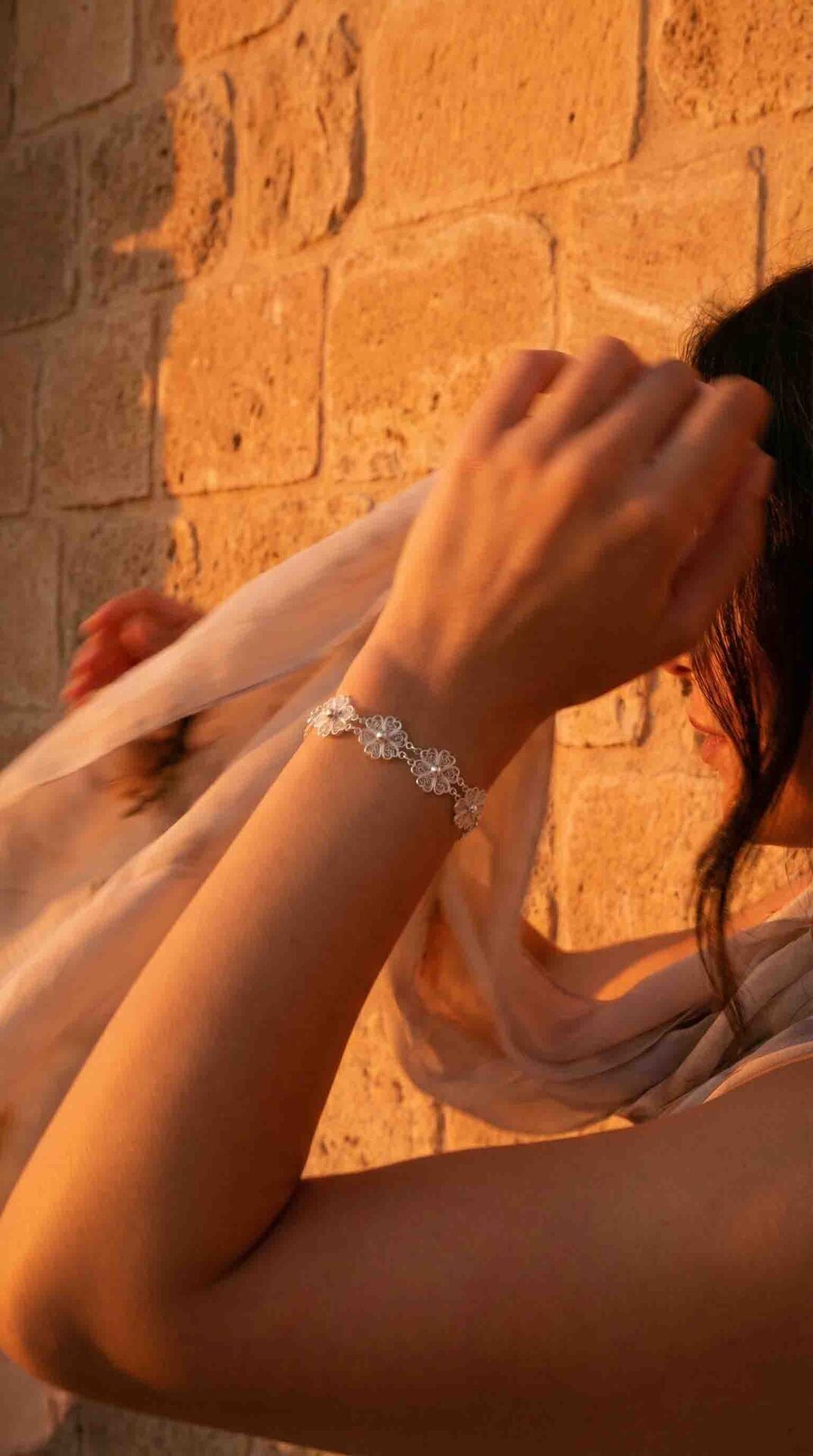 Traditional Filigree Handmade Flower Motif Cuff Bracelet Silver