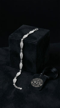 Traditional Filigree Handmade Drop Motif Row Bracelet Silver