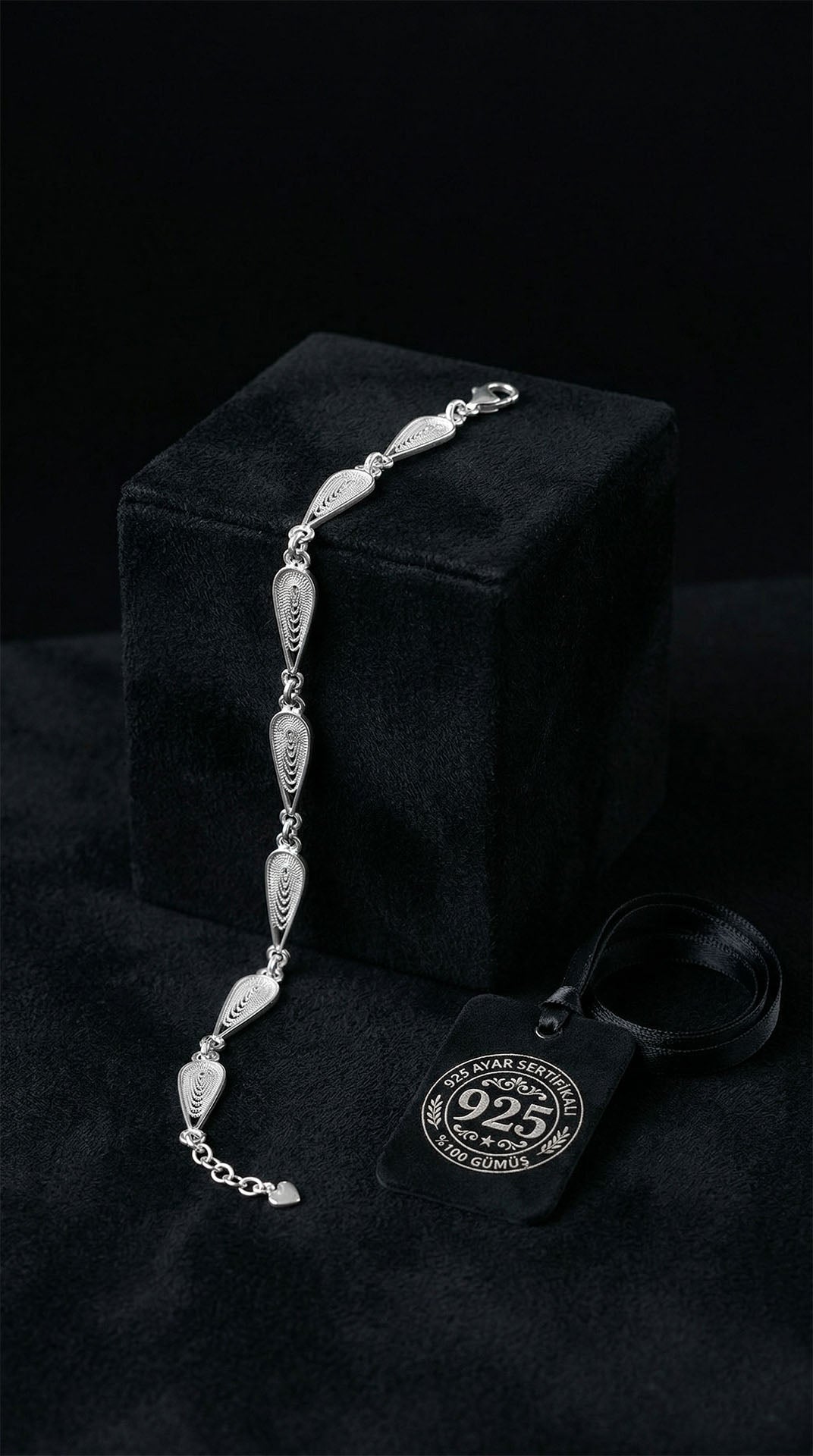Traditional Filigree Handmade Drop Motif Row Bracelet Silver