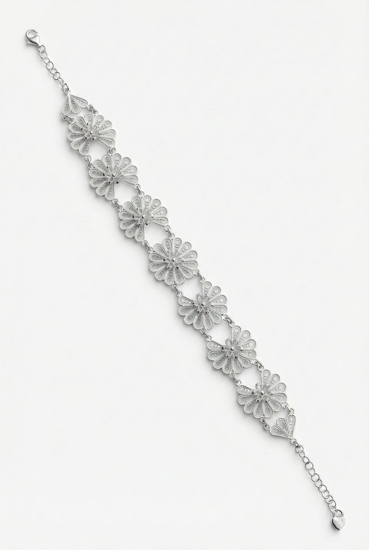 Filigree Lotus Flower Wide Link Bracelet in 925 sterling silver - view 5