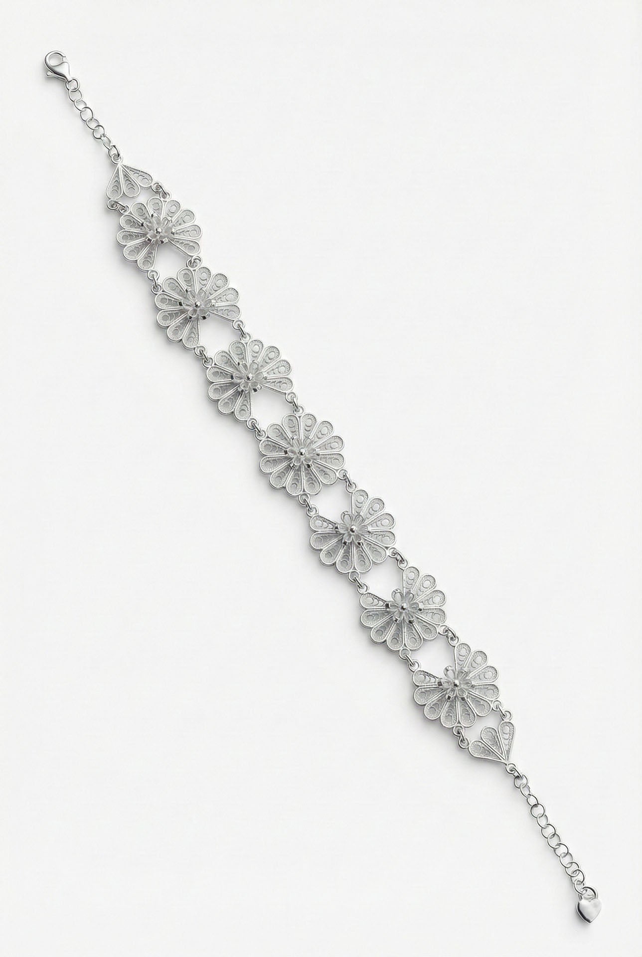 Traditional Filigree Handmade Lotus Flower Motif Cuff Bracelet Silver