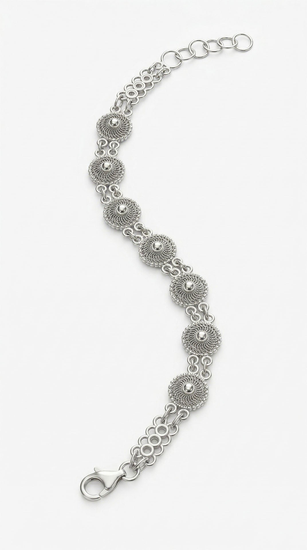Traditional Filigree Handmade Midyat Heritage Coriander Bracelet Silver