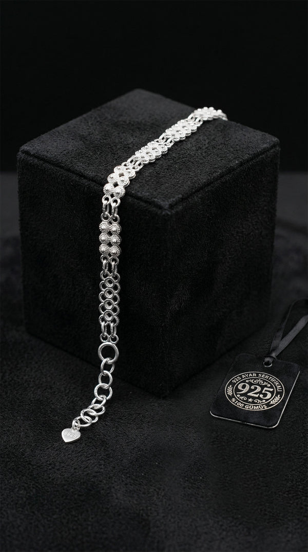 925 Ayar Geleneksel Telkari El İşi Midyat Bereket Serisi Sonsuz Döngü Gümüş Bileklik