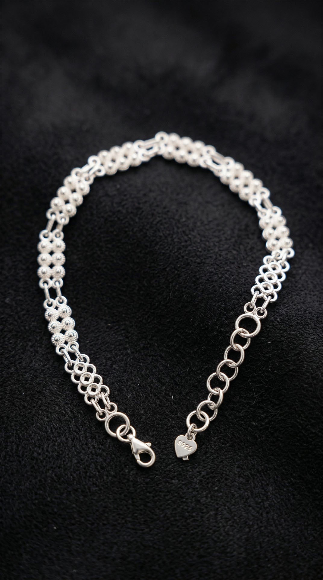Traditional Filigree Handmade Midyat Heritage Infinity Cycle Bracelet Silver