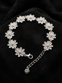 Filigranes Gänseblümchen-Motiv Armband (verstellbar) | 925er Silber