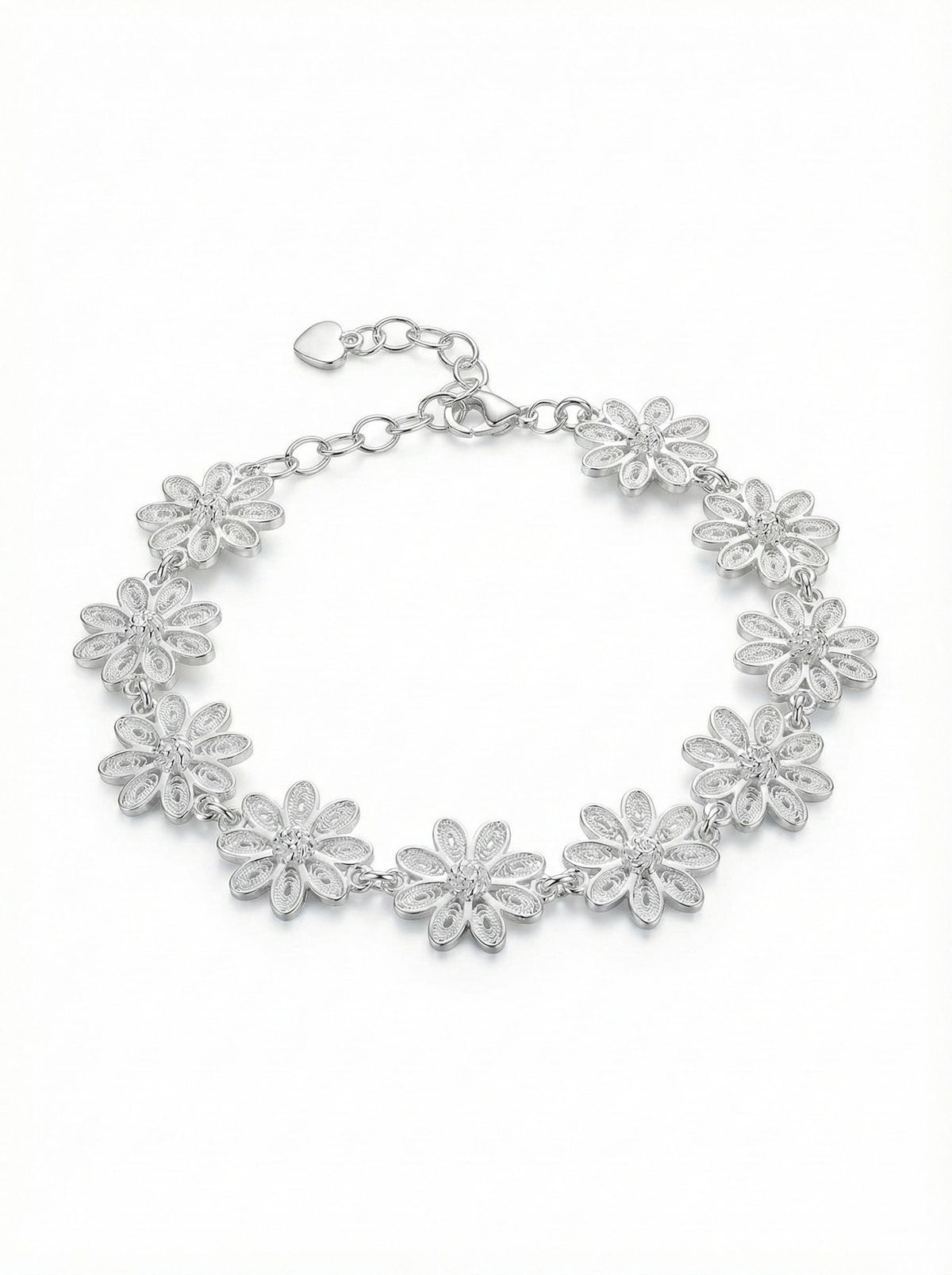 Filigranes Gänseblümchen-Motiv Armband (verstellbar) | 925er Silber