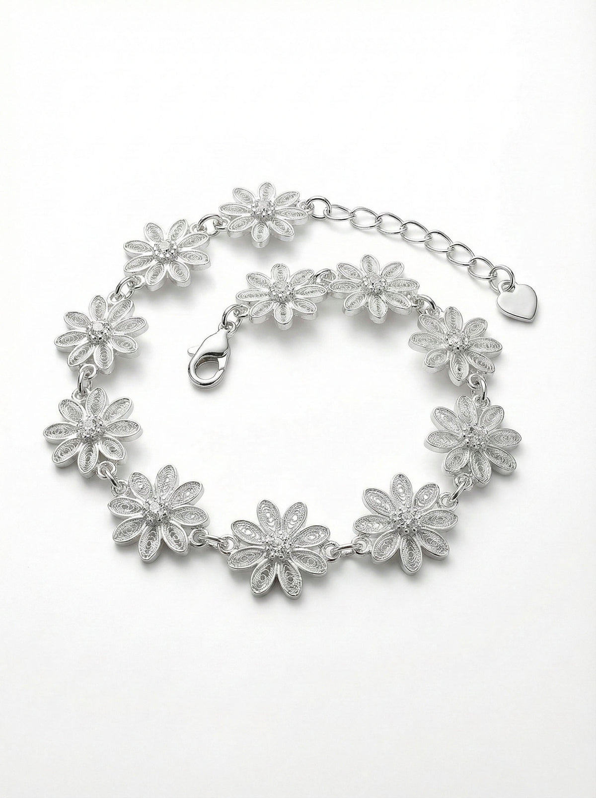 Filigranes Gänseblümchen-Motiv Armband (verstellbar) | 925er Silber
