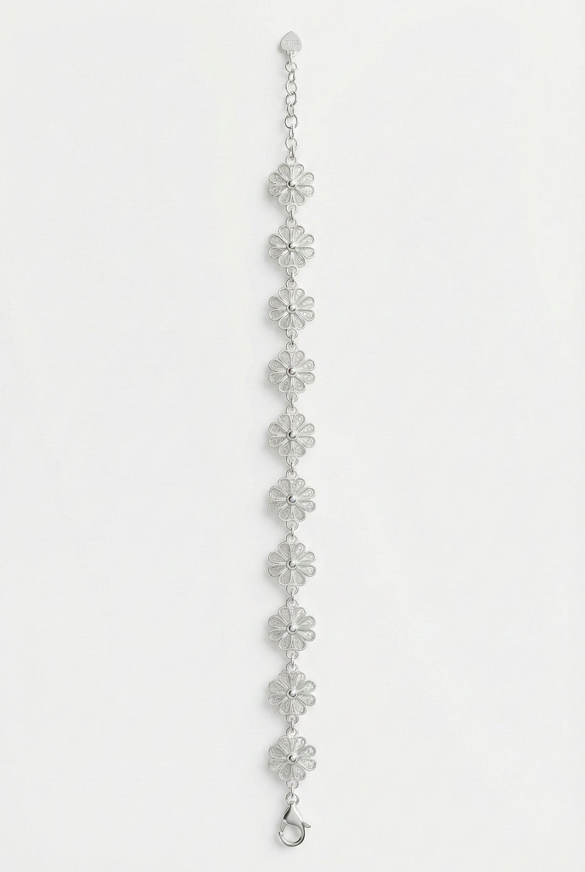 Traditional Filigree Daisy Link Bracelet in 925 sterling silver - view 5