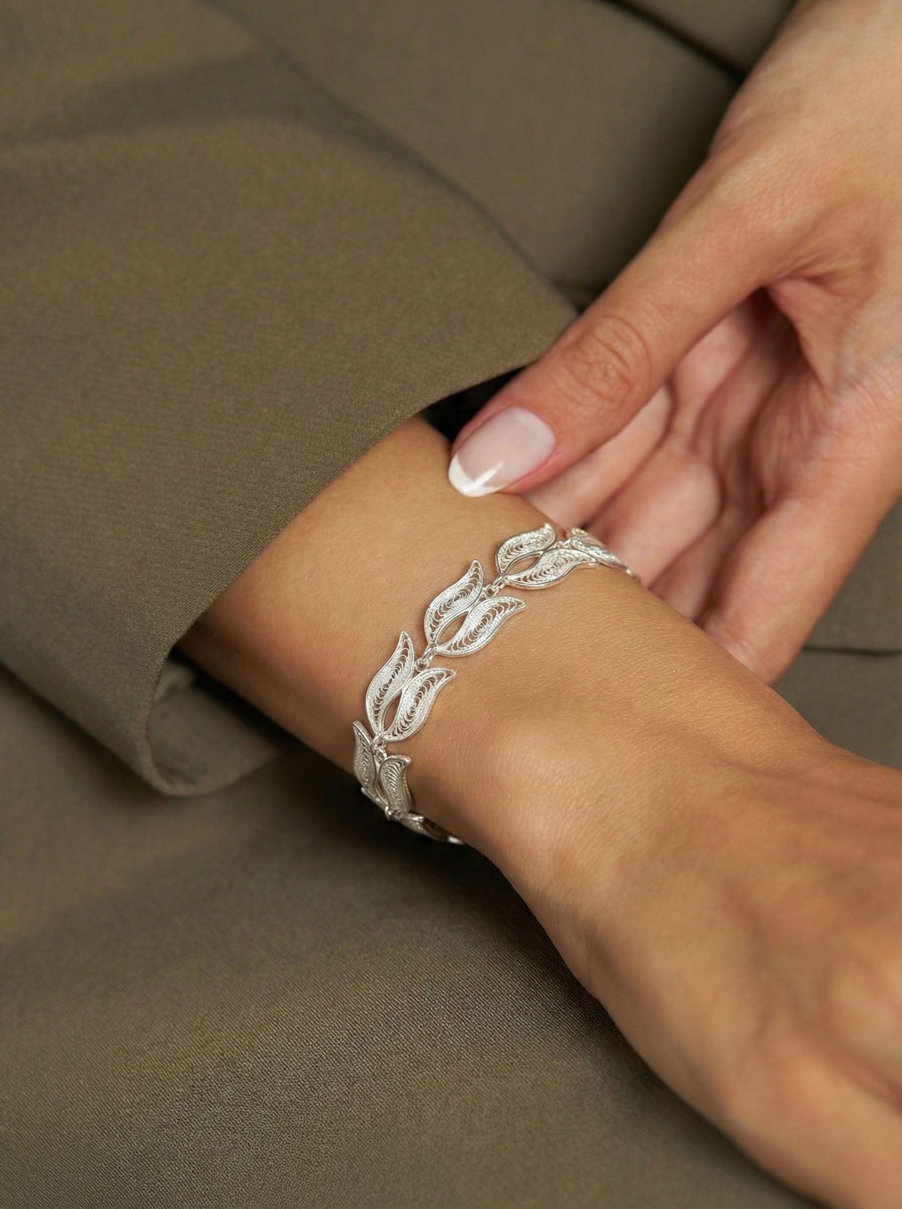 Baguette Cut Sapphire Minimalist Everyday Bracelet Rhodium Plated Silver