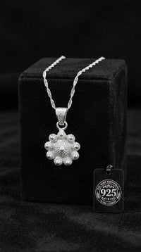 Traditional Filigree Midyat Heritage Flower Necklace Silver – Small