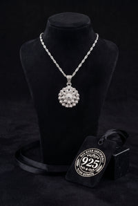 Traditional Filigree Midyat Heritage Flower Necklace Silver – Medium