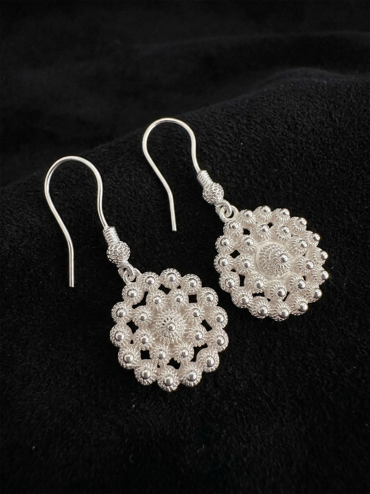 Filigree Midyat Heritage 17mm Flower Drops in 925 sterling silver - view 4