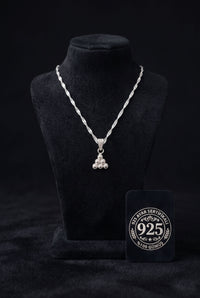925 Sterling Silver Traditional Filigree Midyat Prosperity Series Triangle Minimal Silver Necklace