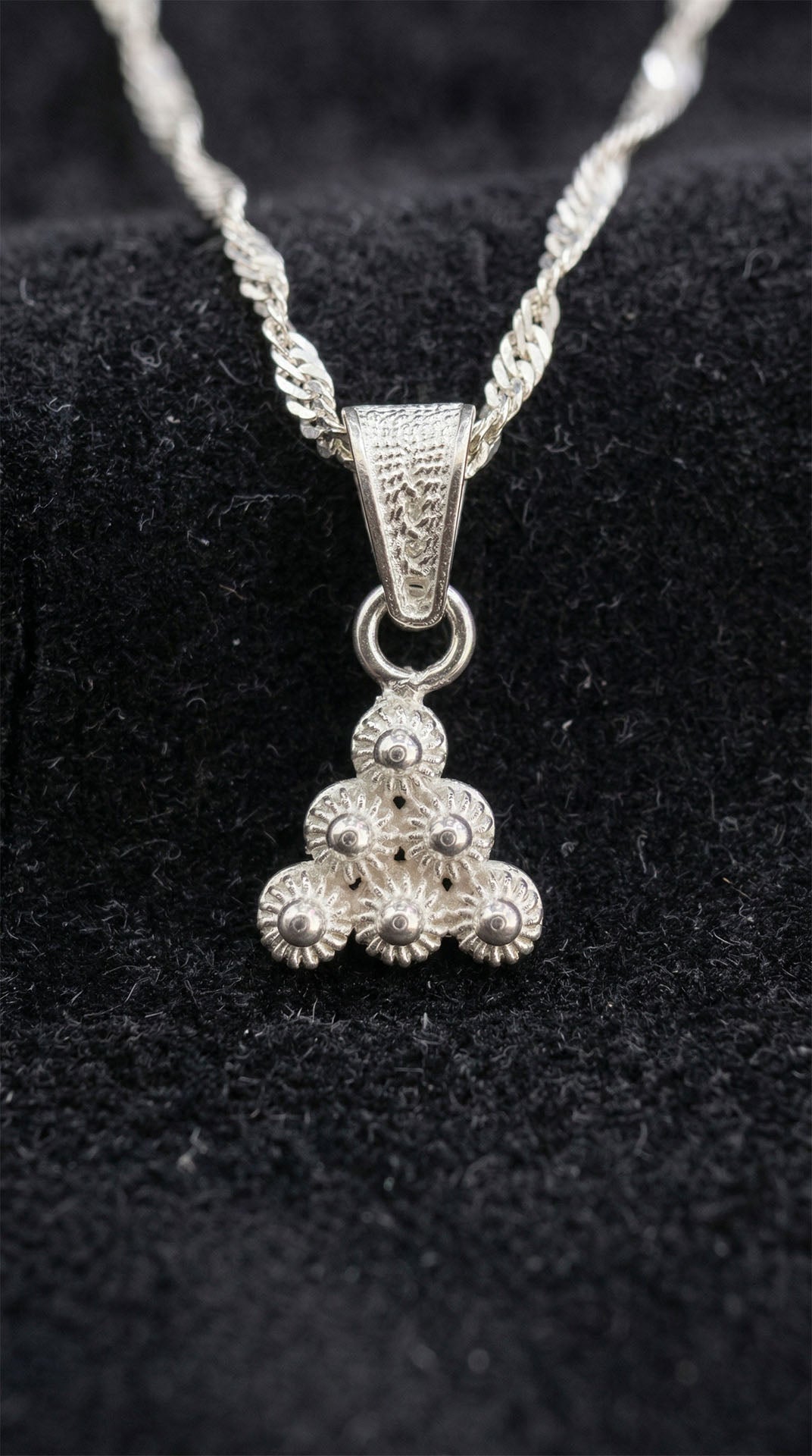 Traditional Filigree Midyat Heritage Triangle Minimalist Necklace Silver