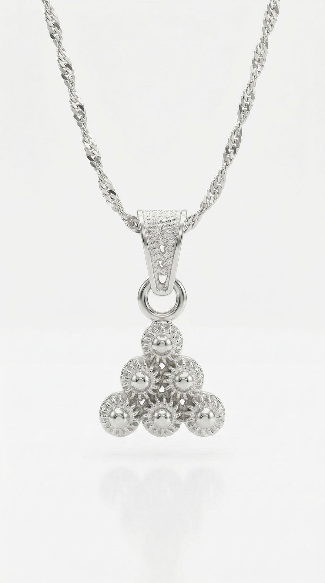 Traditional Filigree Midyat Heritage Triangle Minimalist Necklace Silver
