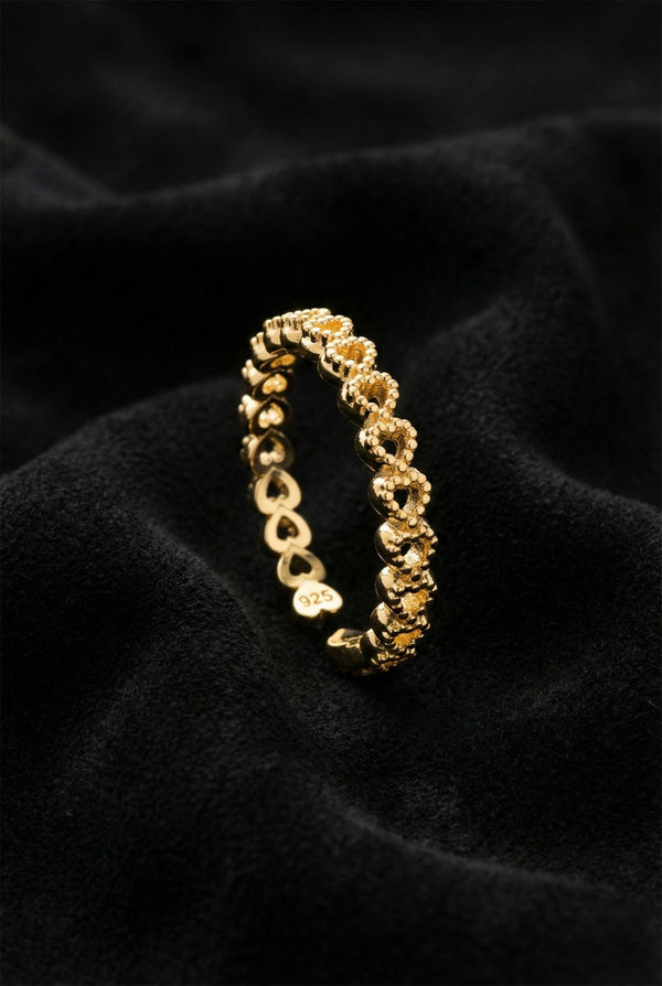 18K Gold Herz Eternity Ring - Verstellbar | 925 Silber
