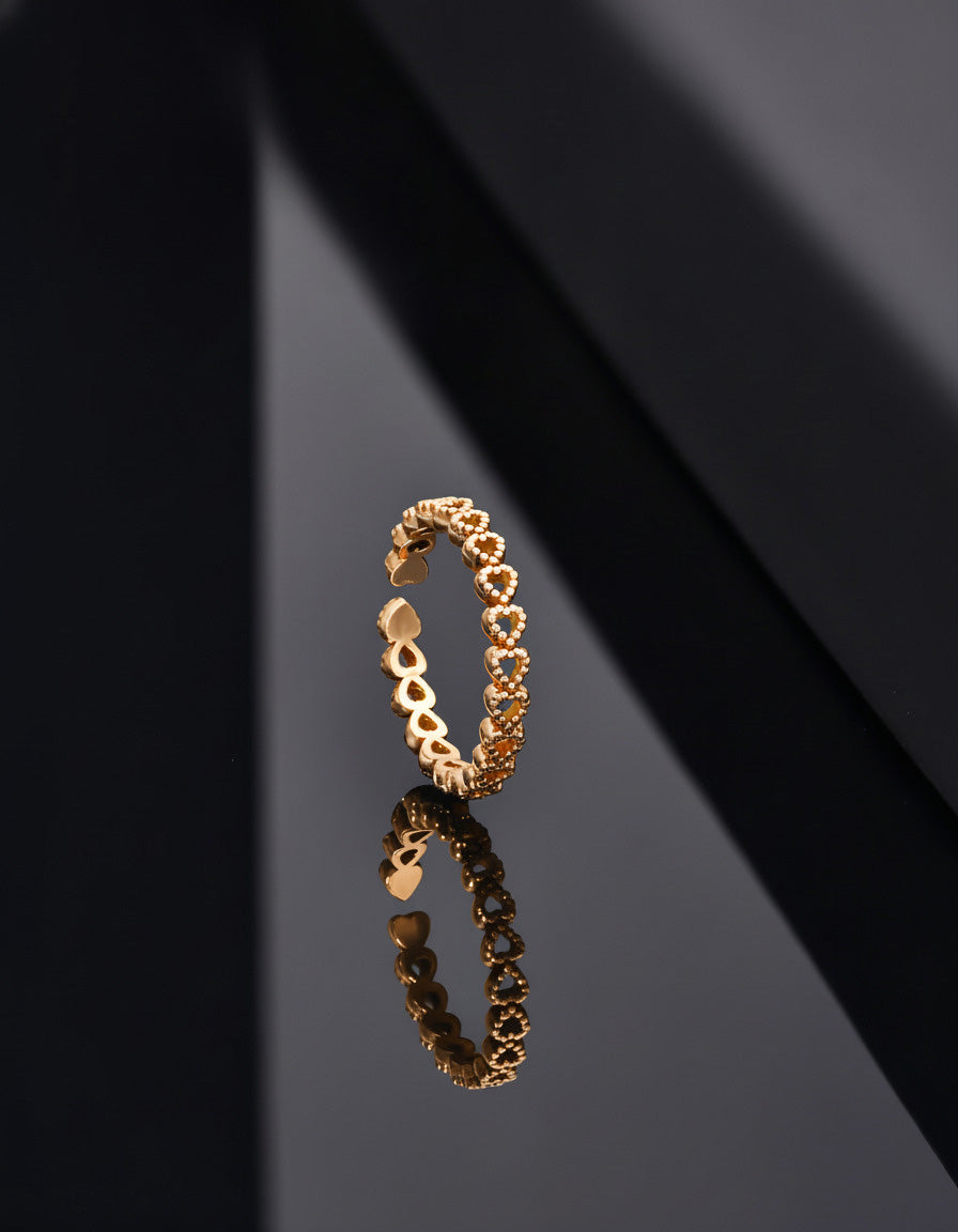 18K Gold Herz Eternity Ring - Verstellbar | 925 Silber
