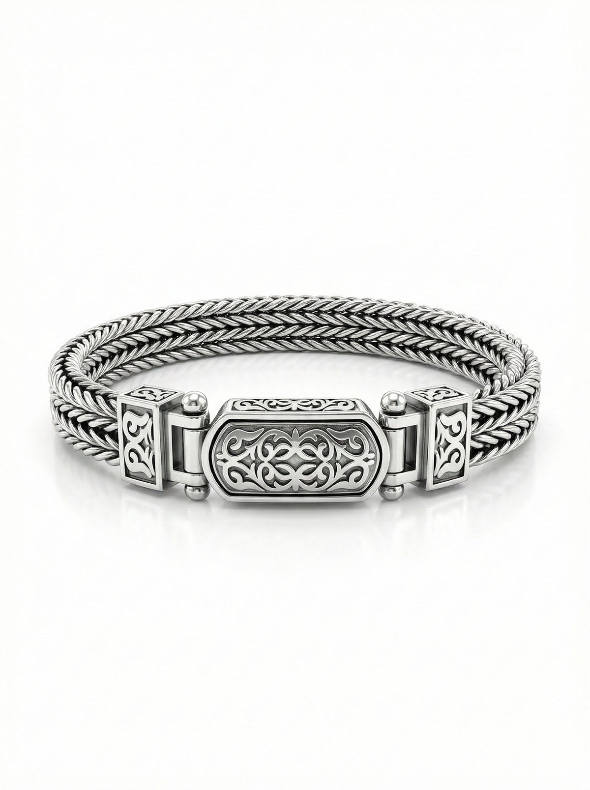 Men's Oxidized Bracelet Triple Woven Custom in 925 sterling silver - view 4